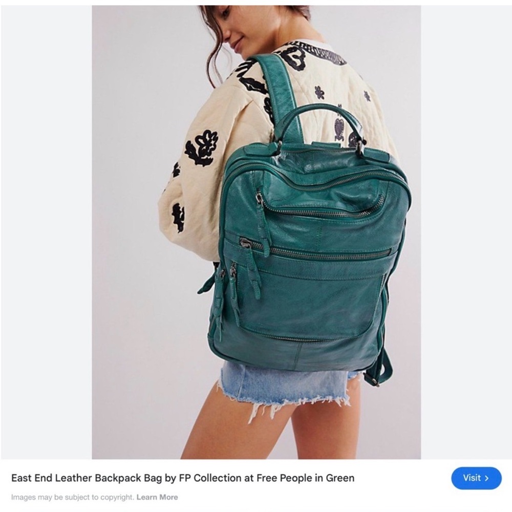 Free People East End Leather Backpack Bag - Green-Like New
